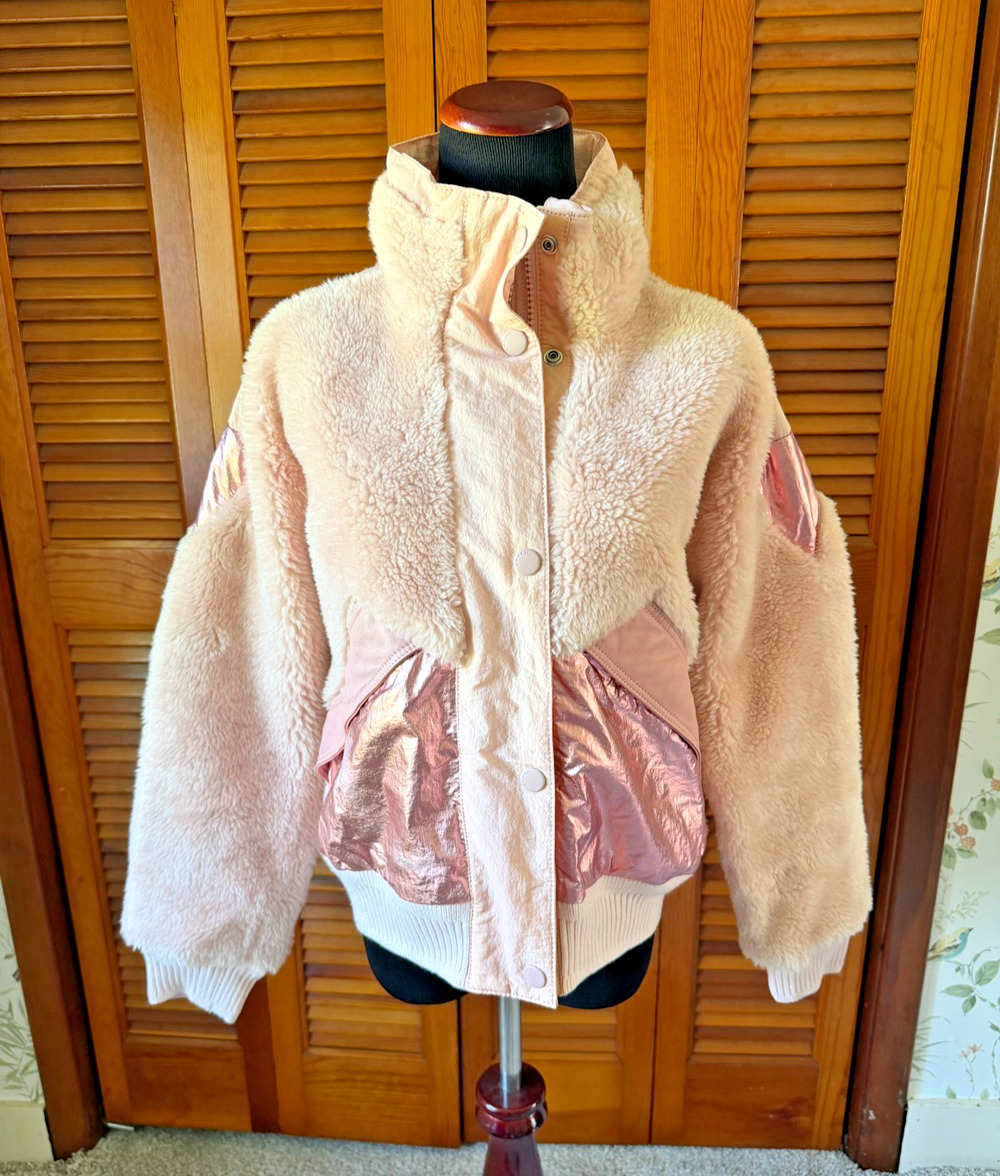 NWT COACH Women's Pieced Pink Fleece Jacket Coat Sz 4